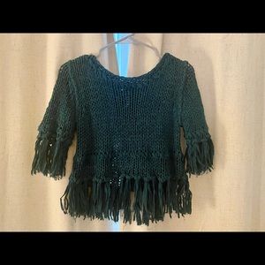 Boho teal green sweater